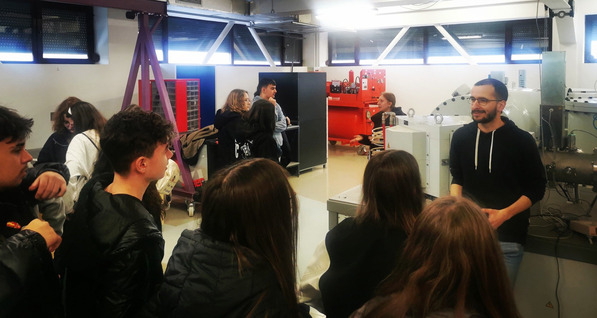 Discussion in front of the 1 MV accelerator