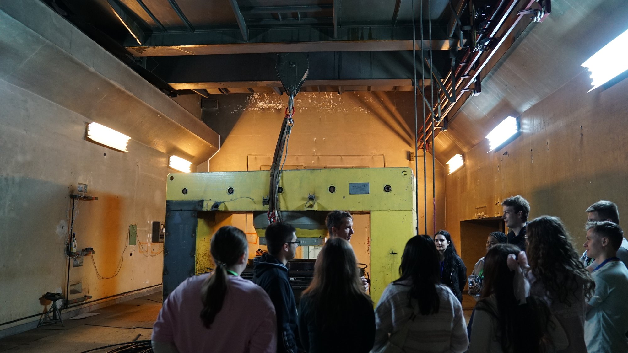 The group enters the large IRASM industrial-irradiation hall