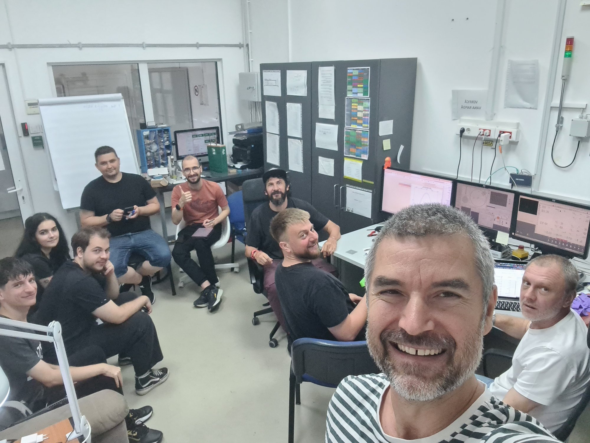 The SPACERAD team gathered in the control room during an irradiation campaign